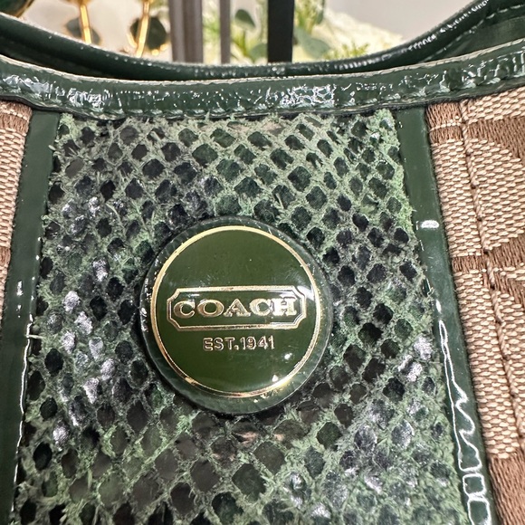 Coach 1941 Green and Tan Signature Tote Bag 2013 - Picture 3 of 10